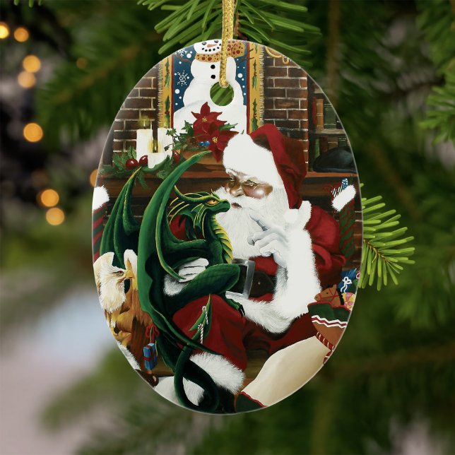 Tomt med drakvän julgransprydnad keramik (Skapare uppladdad)