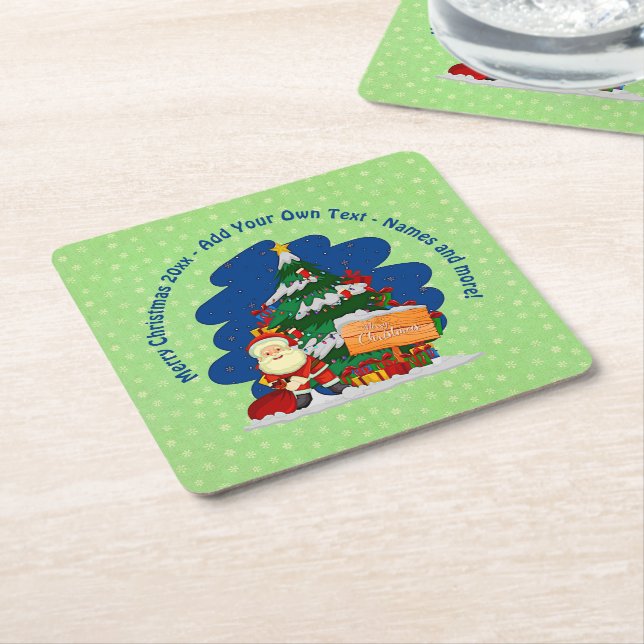 Tomt med Julgran 20xx, lägg till text Underlägg Papper Kvadrat (Vinklad)