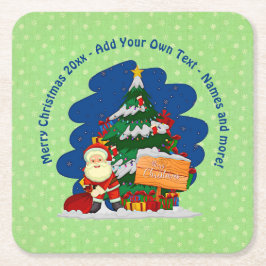 Tomt med Julgran 20xx, lägg till text Underlägg Papper Kvadrat