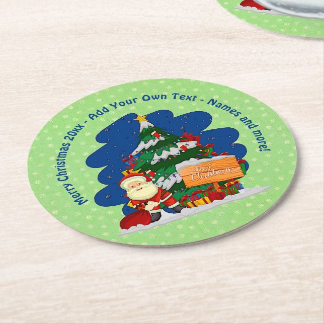 Tomt med Julgran 20xx, lägg till text Underlägg Papper Rund (Vinklad)