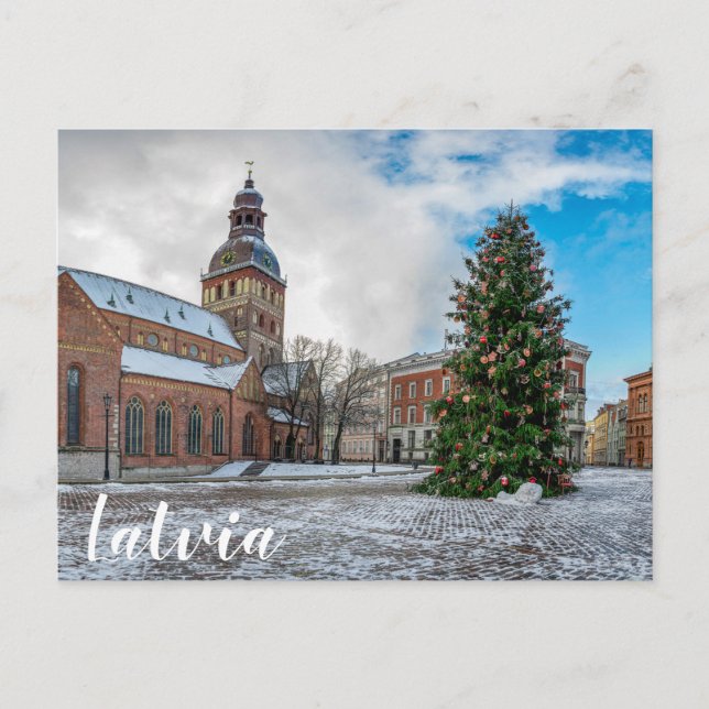 Tomt med Julgran i Riga Vykort (Framsida)