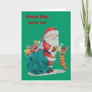 Tomt med säck och leksak samt julklappar helgkort