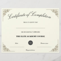 Tomt Namn | Certifikat för fullbordande anpassad l