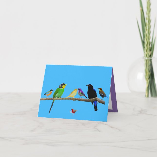 tomt notera kortet med fåglar och färga kort (Framsida)