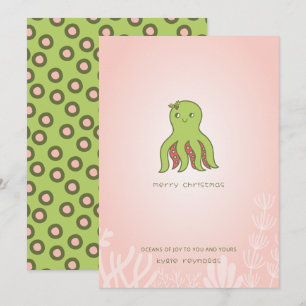 Tomt oktopus-platta Helgdag Julkort