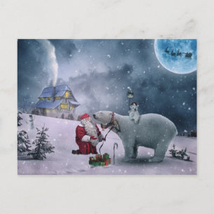 Tomt, polar, sleigh, renar, jul helg vykort