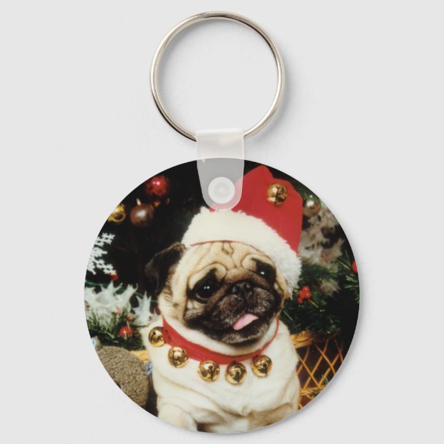 Tomt Pug-julklangkedjan Nyckelring (Framsida)