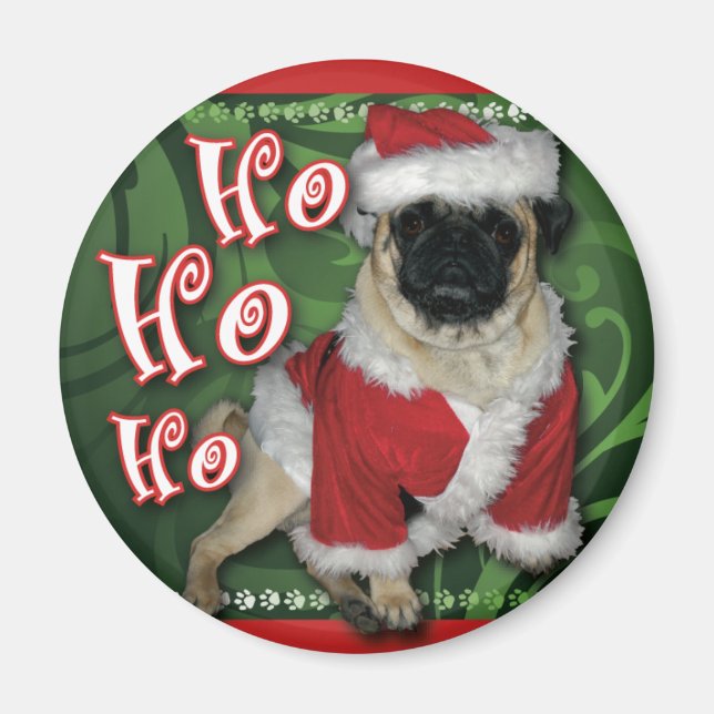 Tomt Pug Round Magnet (Framsidan)