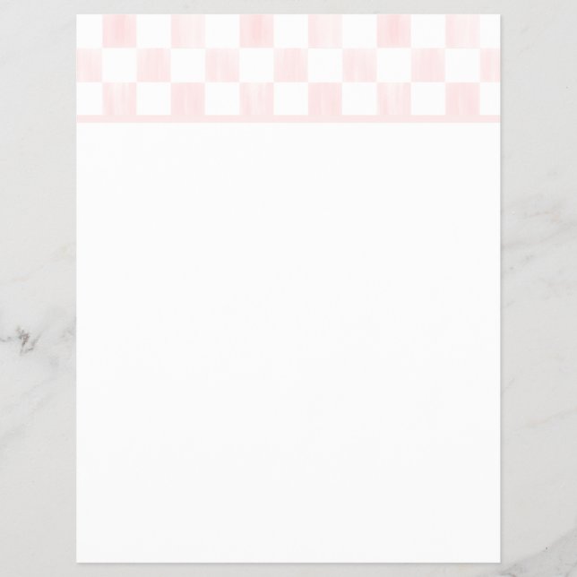 Tomt rosa och vitt rutigt brevpapper reklamblad (Framsidan)