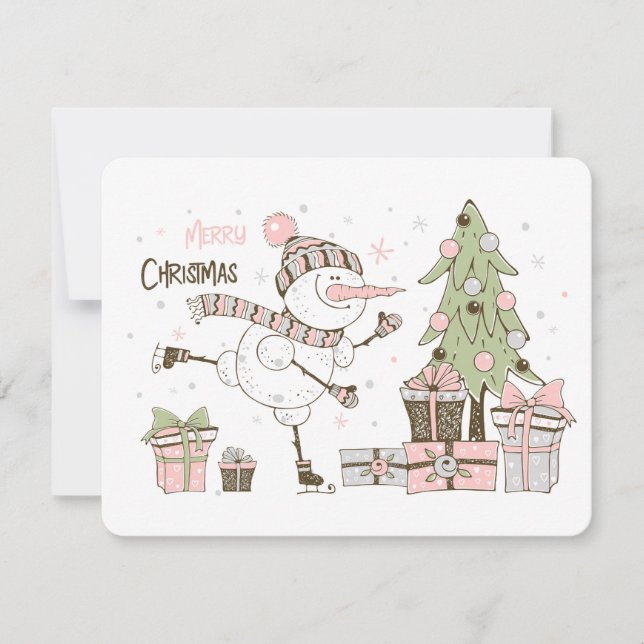 Tomt skal av Snögubbe Presenter med plattkort Julkort (Framsida)