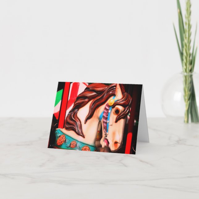 Tomt styrt kort för karusellhäst, tom anteckningsk (Framsida)