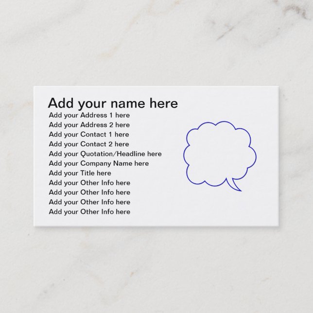 Tomt tal bubblar #1 visitkort (Framsida)