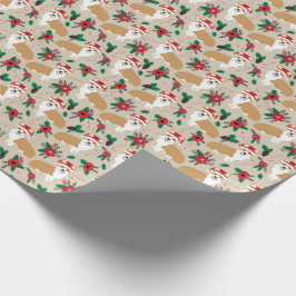 Tomt tassar corgi poinsettia christmas presentwrap presentpapper