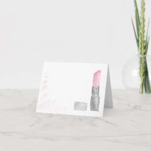Tomt vattenfärgskort med Lipstick-kort Tack Kort
