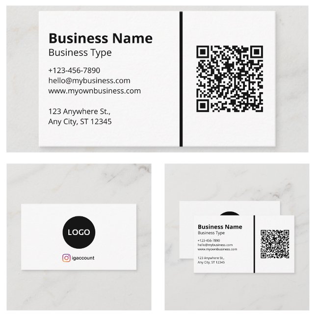 Tomt Vitt Din Logotyp QR-kod Sociala Medier Visitkort (Blank White Your Logo QR Code Social Media Business Card
)