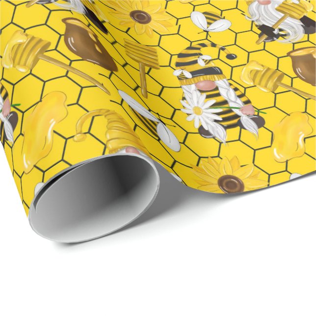 Tomtar Gula Solrosor Bin Honung Presentpapper (Rullad Hörn)