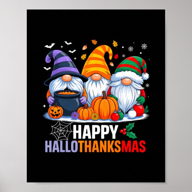 Tomtar Halloween Thanksgiving Christmas Glad Hall Poster (Framsidan)