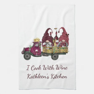 Tomtar i vintruck Känner jag lagar mat med vin Kökshandduk