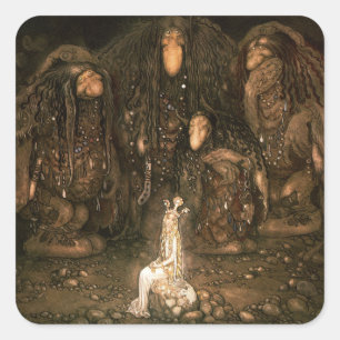 Tomtar och Troll Fyrkantigt Klistermärke