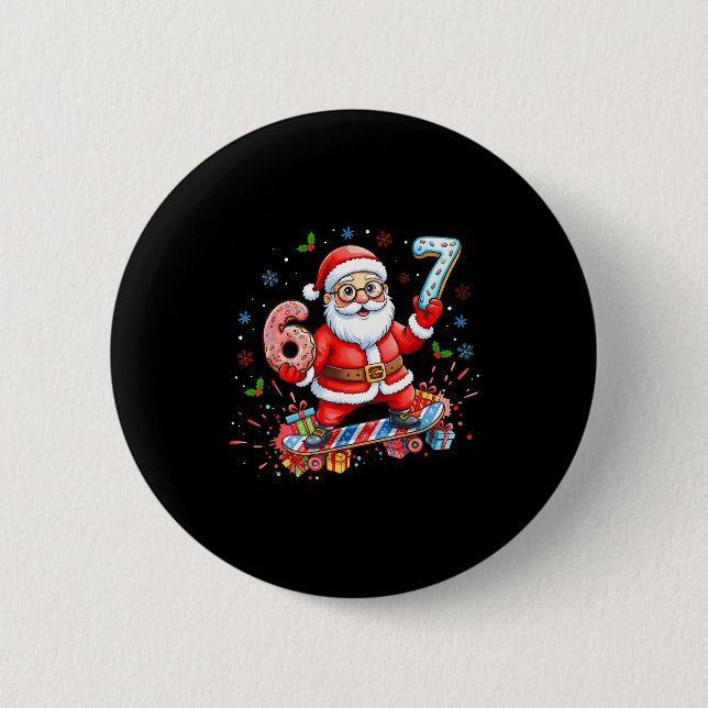 Tomte 67 Meme Munk Skateboard God Jul Pojke Knapp (Framsida)