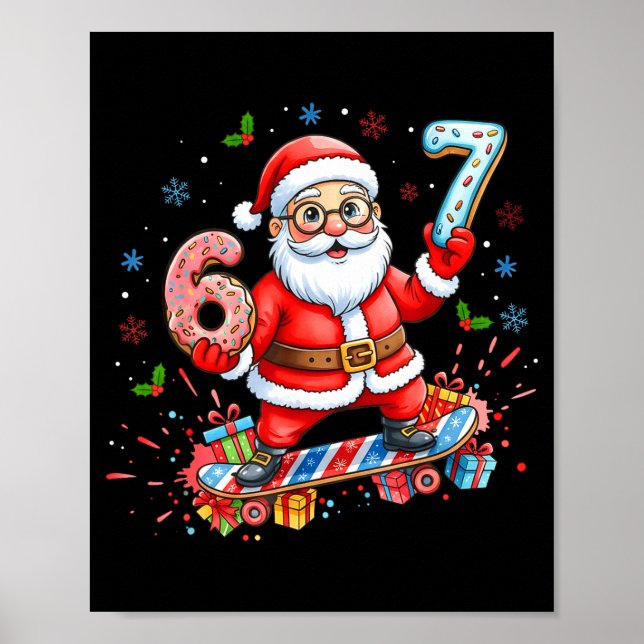 Tomte 67 Meme Munk Skidbräda God Jul Pojke Poster (Framsidan)