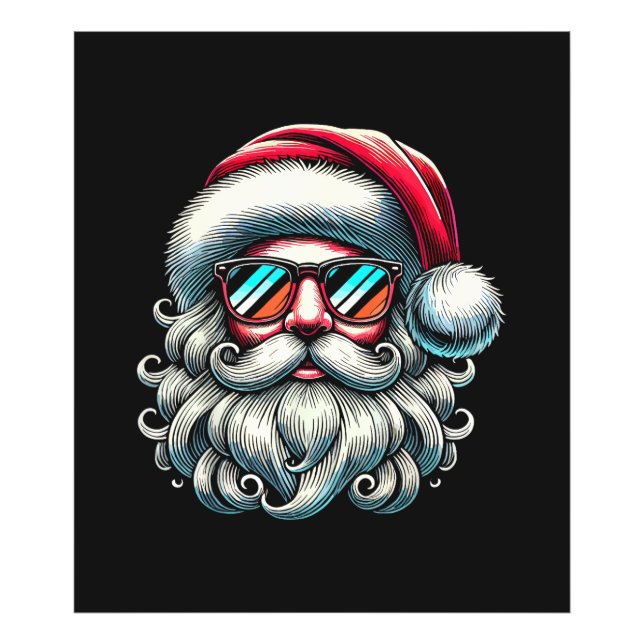 Tomte ansikte Retro solglasögon jul Fototryck (Framsidan)
