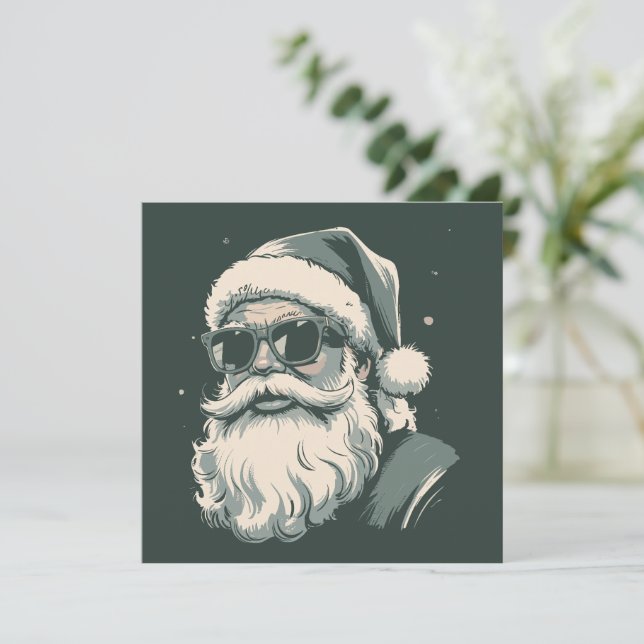 Tomte ansikte solglasögon jul Xmas Retro Julkort (Stående Fram)