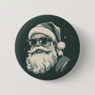 Tomte ansikte solglasögon jul Xmas Retro Knapp