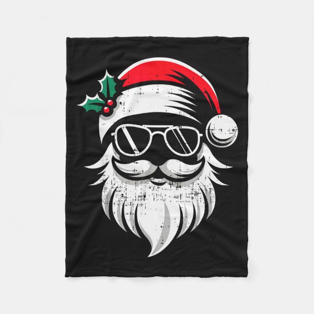 Tomte ansikte solglasögon med hatt skägg jul  fleecefilt (Framsidan)