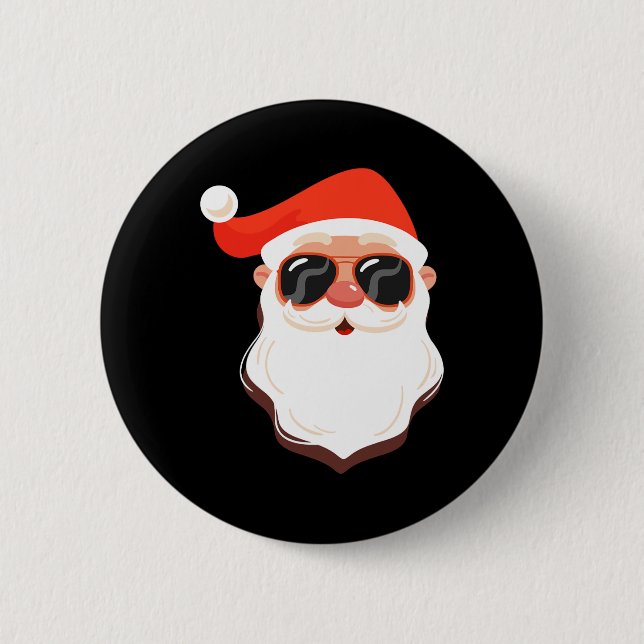 Tomte ansikte solglasögon med hatt skägg kul jul knapp (Framsida)