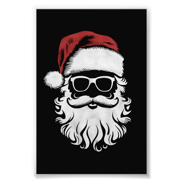 Tomte ansikts solglasögon med hatt skägg Xmas Fototryck (Framsidan)