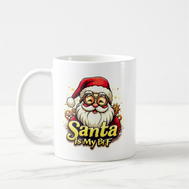 Tomte Är Min Bästa Vän Mugg – Rolig Julkaffemugg (Vänster)