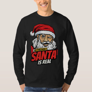 Tomte är verklig – Fråga mamma Pop Art blinkande t Shirt
