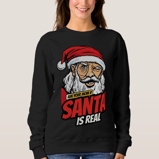 Tomte är verklig – Fråga mamma Popkonst blinkande  T Shirt (Framsida)