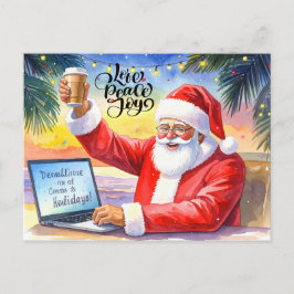 Tomte arbetar på linjen under julledigheten helg vykort