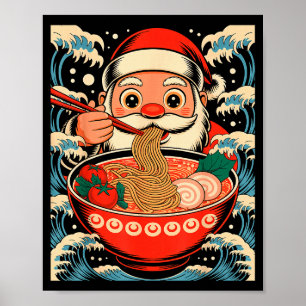 Tomte äter Ramen Nudlar Japansk jul Poster