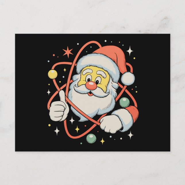 Tomte Atom Jul Vetenskap Xmas Högtid Helg Vykort (Framsida)