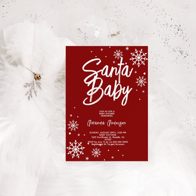 tomte baby röd jul baby shower inbjudningar (Skapare uppladdad)