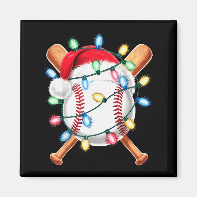Tomte basebollspelare Tomtehatt män pojkar jul Magnet (Framsidan)