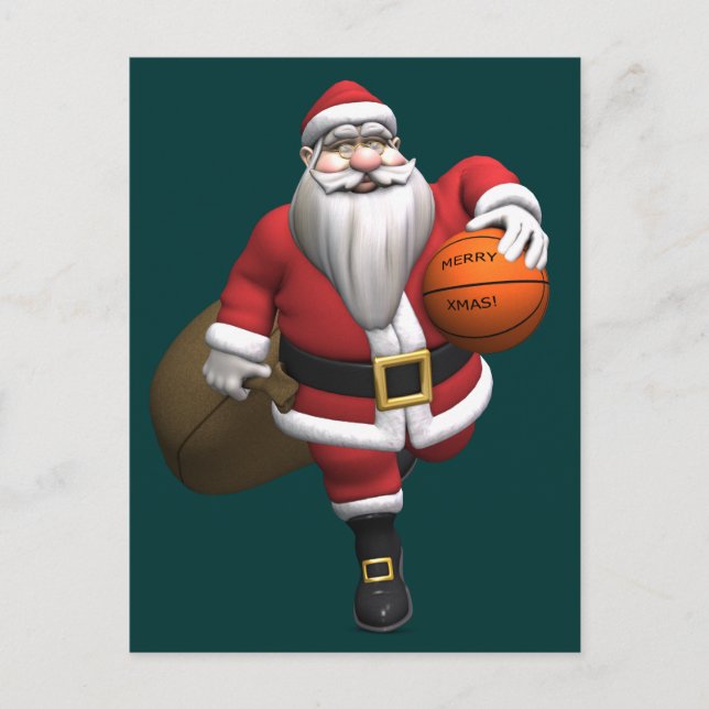 Tomte Basketspelare Helg Vykort (Framsida)