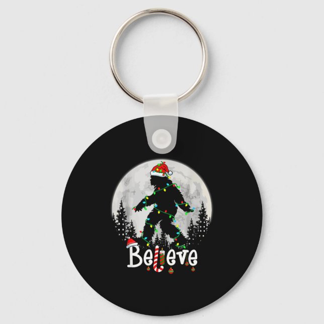 Tomte Bigfoot jul Sasquatch Tro Xmas Män Nyckelring (Framsida)