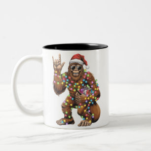 Tomte Bigfoot Julbelysning Rock Rolig  Två-Tonad Mugg