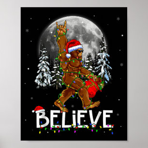 Tomte Bigfoot Julbelysning Rolig Sasquatch Tjej Poster