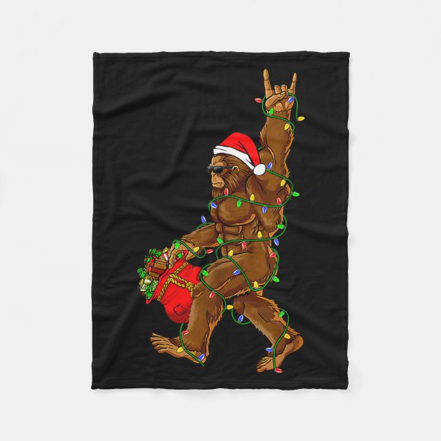 Tomte Bigfoot Julbelysning Rolig Sasquatch Tro Fleecefilt (Framsidan)