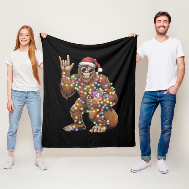 Tomte Bigfoot Julbelysningar Rock Roligt  Fleecefilt (På plats)