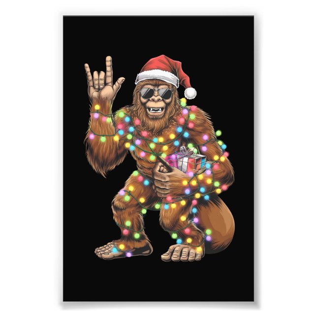 Tomte Bigfoot Julbelysningar Rock Roligt  Fototryck (Framsidan)