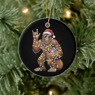 Tomte Bigfoot Julbelysningar Rock Roligt Julgransprydnad Keramik