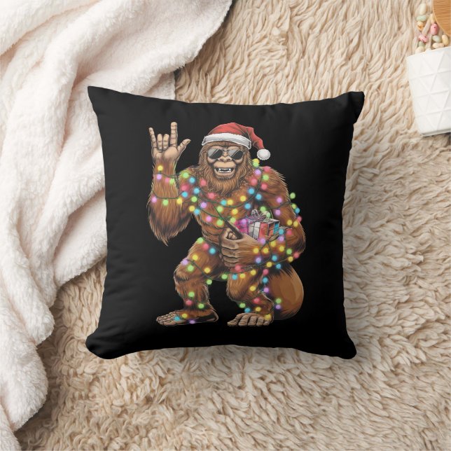 Tomte Bigfoot Julbelysningar Rock Roligt  Kudde (Filt)