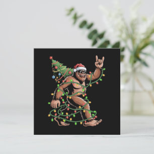 Tomte Bigfoot Julgran Xmas Ljus Sasquatch Julkort
