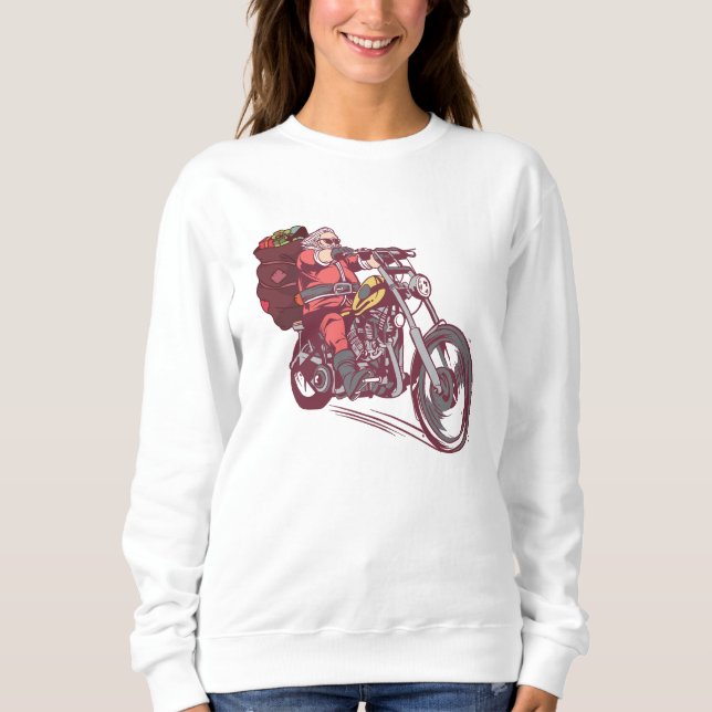 Tomte Biker Jul Kostym för Bikers Inbjudan T Shirt (Framsida)